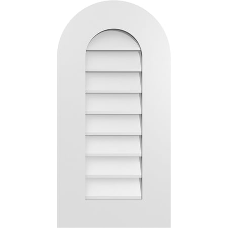 Ekena Millwork Round Top Surface Mount PVC Gable Vent: Non-Functional, w/ 3-1/2"W x 1"P Standard Frame, 14"W x 28"H GVPRT14X2801SN